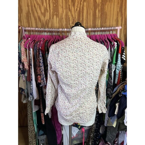Vtg LL Bean Long Sleeve Button Down Floral Shirt Size 10 Maine USA Cotton - Picture 6 of 8